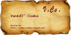 Vankó Csaba névjegykártya